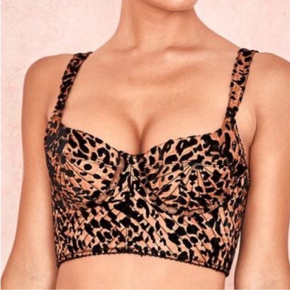 House of CB London Chloe Leopard Bustier Top Size M